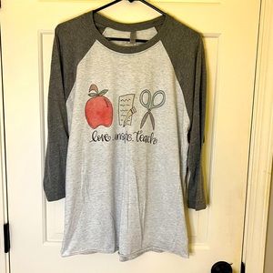 Doodles by Rebekah raglan shirt “Inspire/Teach/Love” size Large